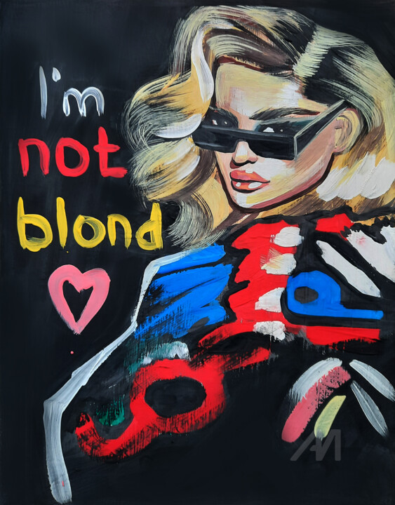 Картина под названием "I'M NOT BLOND" - Anna B, Подлинное произведение искусства, Темпера