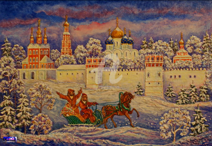Painting titled "Moscow. Winter. Nov…" by Slankowski, Original Artwork, Watercolor