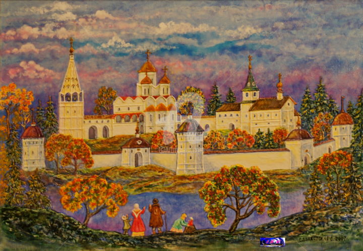 Painting titled "Suzdal.Pokrovsky mo…" by Slankowski, Original Artwork, Watercolor