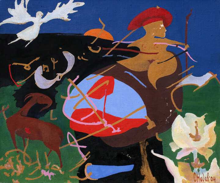 Painting titled "Cycle" by Slav Nedev, Original Artwork, Oil