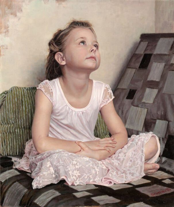 Painting titled "Childhood dreams" by Slava Groshev, Original Artwork, Oil
