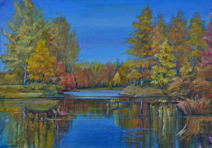Картина под названием "осень" - Вячеслав Милов, Подлинное произведение искусства, Масло