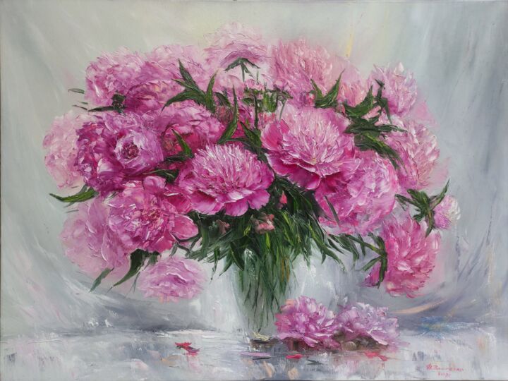 Painting titled "Pink happiness" by Slava Vlasenko, Original Artwork, Oil