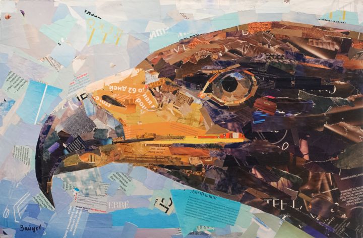 Collages intitulée "eagle" par Slava Zaitsev, Œuvre d'art originale, Collages