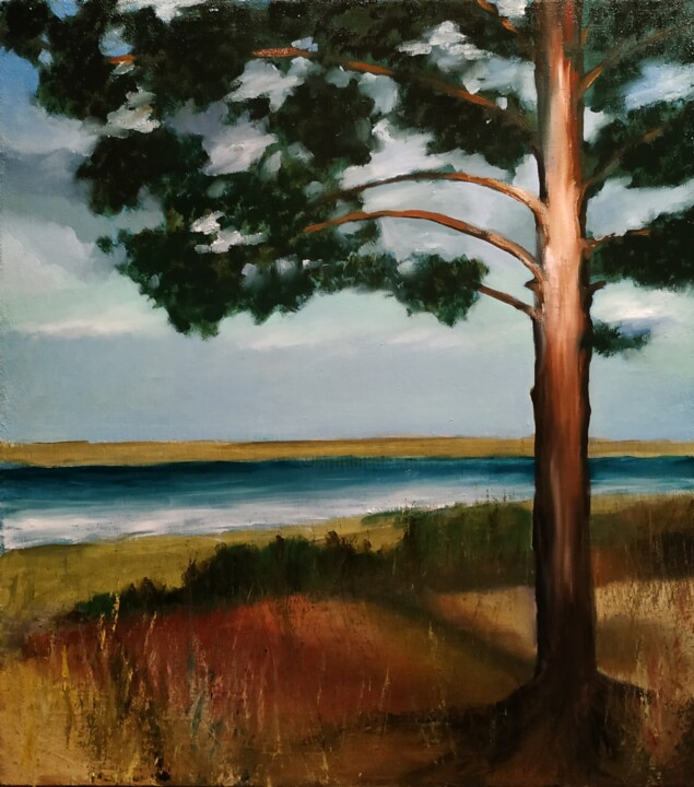 Pintura titulada "Golden Pine" por Vyacheslav Kostyuchenko, Obra de arte original, Oleo
