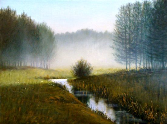 Painting titled "Утро в лесу" by Slavak, Original Artwork