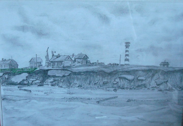 Drawing titled "Морской маяк на Бел…" by Viacheslav Zavialov, Original Artwork