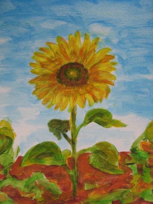 Painting titled "Sunflower" by Slaveya, Original Artwork