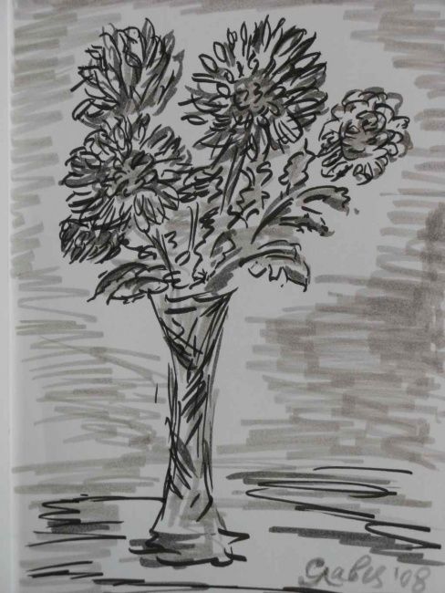 Drawing titled "Flowers.jpg" by Slaveya, Original Artwork