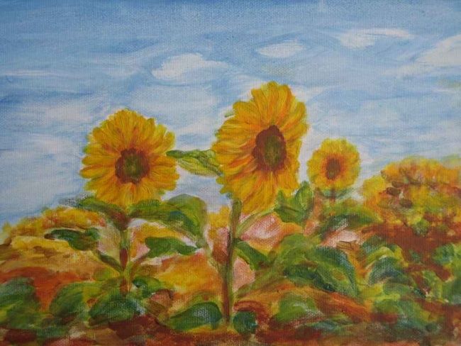 Painting titled "Sunflower" by Slaveya, Original Artwork