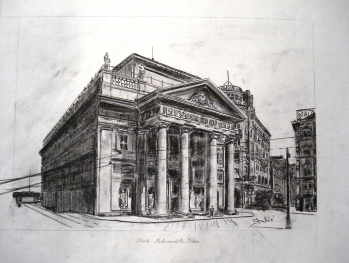 Drawing titled "Trieste - Palazzo d…" by Slavic Astulic, Original Artwork