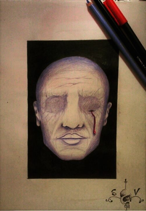 Картина под названием "blind community" - Psycho, Подлинное произведение искусства, Пастель