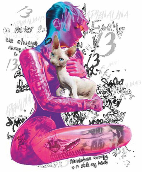 Grafika cyfrowa / sztuka generowana cyfrowo zatytułowany „Kobieta i sfinks” autorstwa Sławek Kukorowski, Oryginalna praca, 2…