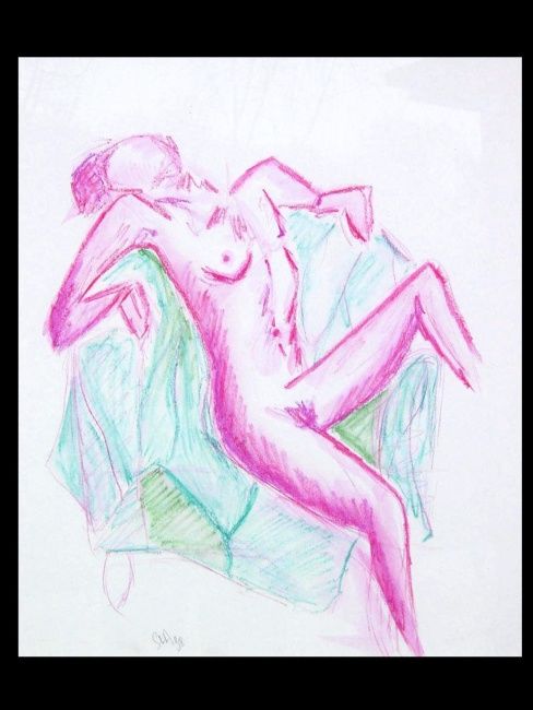 Drawing titled "DETENTE" by Sandrine Lopez De Arias - Sla, Original Artwork