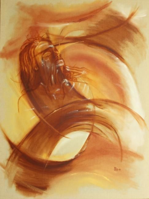 Schilderij getiteld "Aboriginal Hommage…" door Sandrine Lopez De Arias - Sla, Origineel Kunstwerk