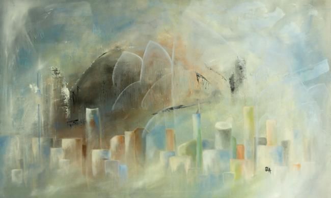 Pittura intitolato "Sydney II" da Sandrine Lopez De Arias - Sla, Opera d'arte originale