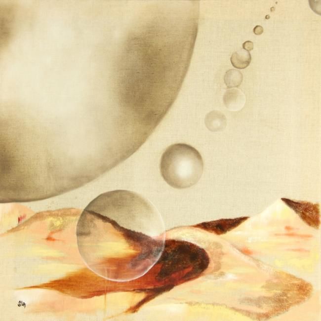 Painting titled "DESERT" by Sandrine Lopez De Arias - Sla, Original Artwork