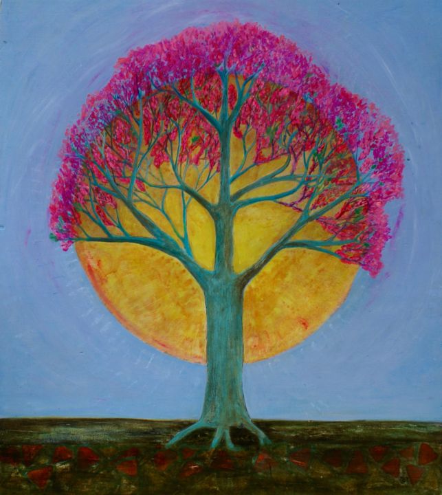 Painting titled "L'arbre de Judée" by Isabelle Slempkes, Original Artwork, Other