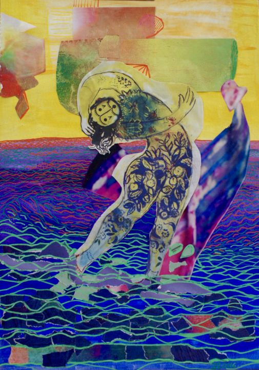 Colagens intitulada "Océan acide.jpg" por Isabelle Slempkes, Obras de arte originais