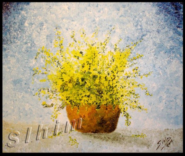 Peinture intitulée "MIMOSAS" par Slhim, Œuvre d'art originale