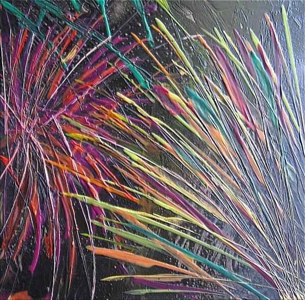 Painting titled "Fireworks at Bled" by Dragica Micki Fortuna, Original Artwork