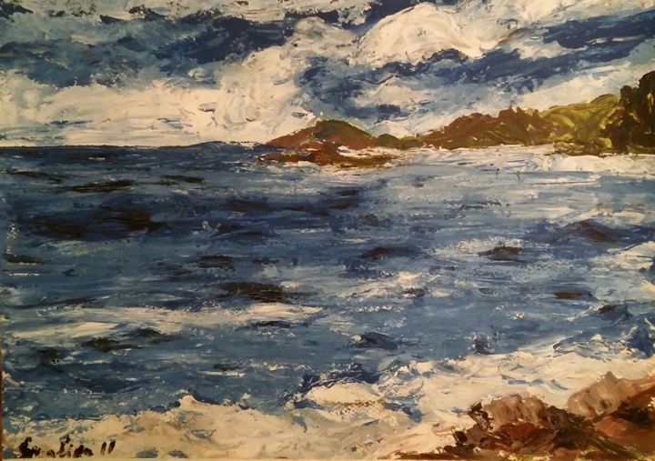 Painting titled "UZBURKANO MORE" by Ljiljana Smoljan, Original Art, Acrylic