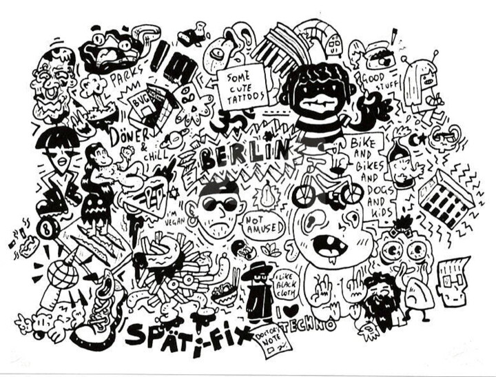Drawing titled "Berlin" by Slin, Original Art, Marker
