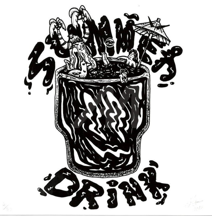 Drawing titled "Drink" by Slin, Original Art, Marker