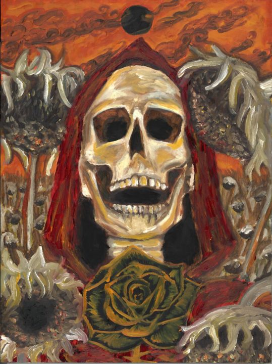 Painting titled "Autumn Death" by Sliver Moon Designs, Original Artwork, Oil