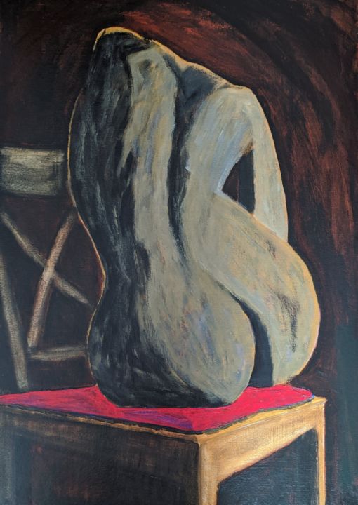 Painting titled "Nude in Room" by Sloba Pajkovic, Original Artwork, Acrylic