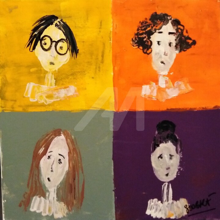 Peinture intitulée ""les Voisines"" par Slobka, Œuvre d'art originale, Acrylique