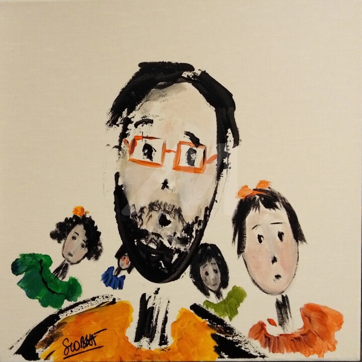 Peinture intitulée ""Victor and Co"" par Slobka, Œuvre d'art originale, Acrylique