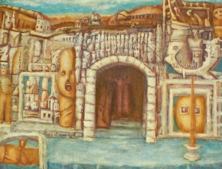 Painting titled "Stari grad / Old to…" by Slobodan Loncarevic, Original Artwork, Acrylic