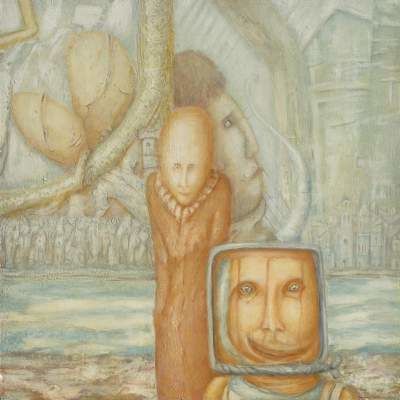 Schilderij getiteld "Crucifixation IV" door Slobodan Loncarevic, Origineel Kunstwerk, Acryl