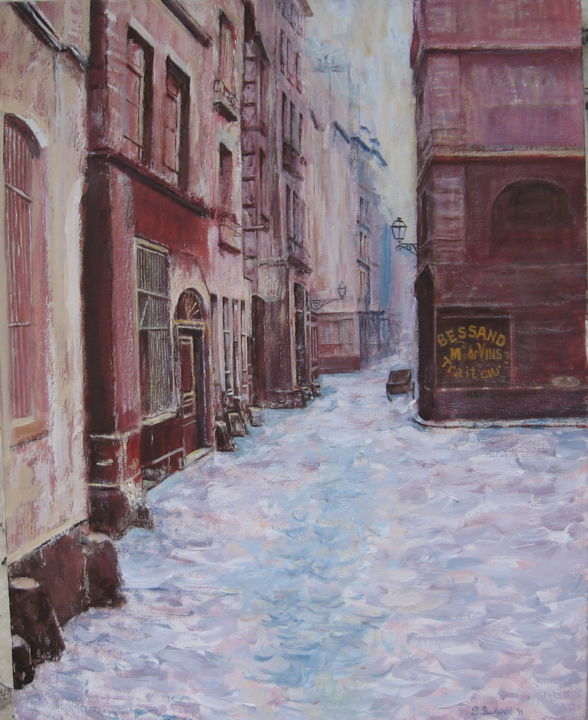 Pintura intitulada ""Rue de Marmousets"…" por Slobodan Paunovic, Obras de arte originais, Acrílico
