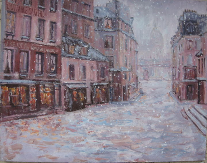 Painting titled ""Rue du Haut-Pave",…" by Slobodan Paunovic, Original Artwork, Acrylic