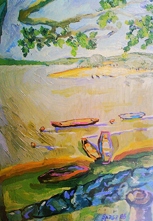 Schilderij getiteld "Lido en ete" door Slobodan Spasojevic (Spaki), Origineel Kunstwerk, Olie