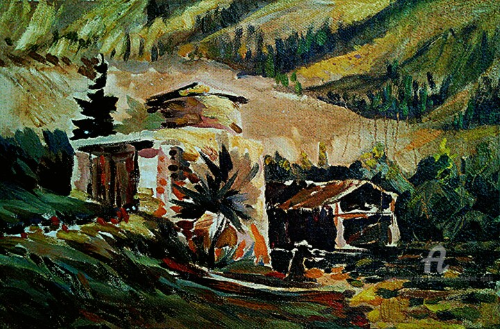 Painting titled "Le moulin" by Slobodan Spasojevic (Spaki), Original Artwork, Oil