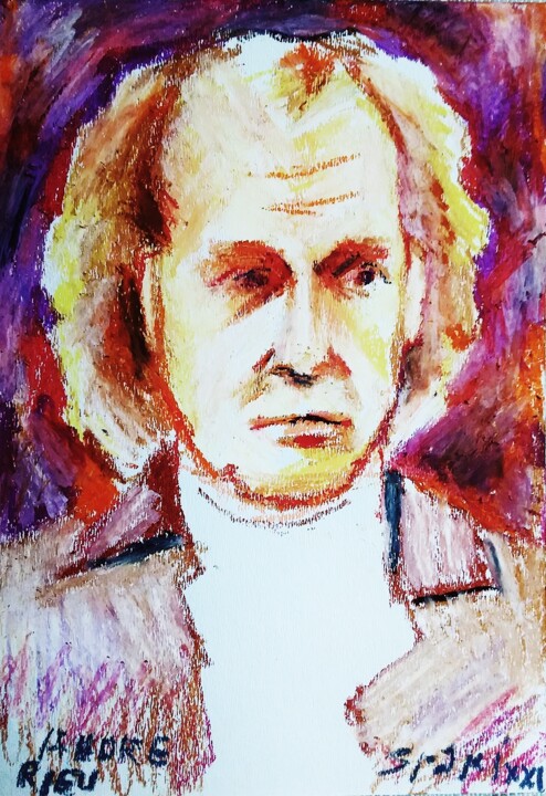 Peinture intitulée "Le chef d'orchestre" par Slobodan Spasojevic (Spaki), Œuvre d'art originale, Pastel