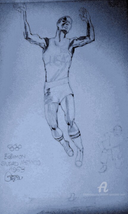 Desenho intitulada "Jeux olympiques Mex…" por Slobodan Spasojevic (Spaki), Obras de arte originais, Lápis