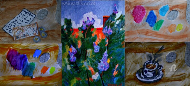 "Des que lilas fleur…" başlıklı Tablo Slobodan Spasojevic (Spaki) tarafından, Orijinal sanat, Pastel