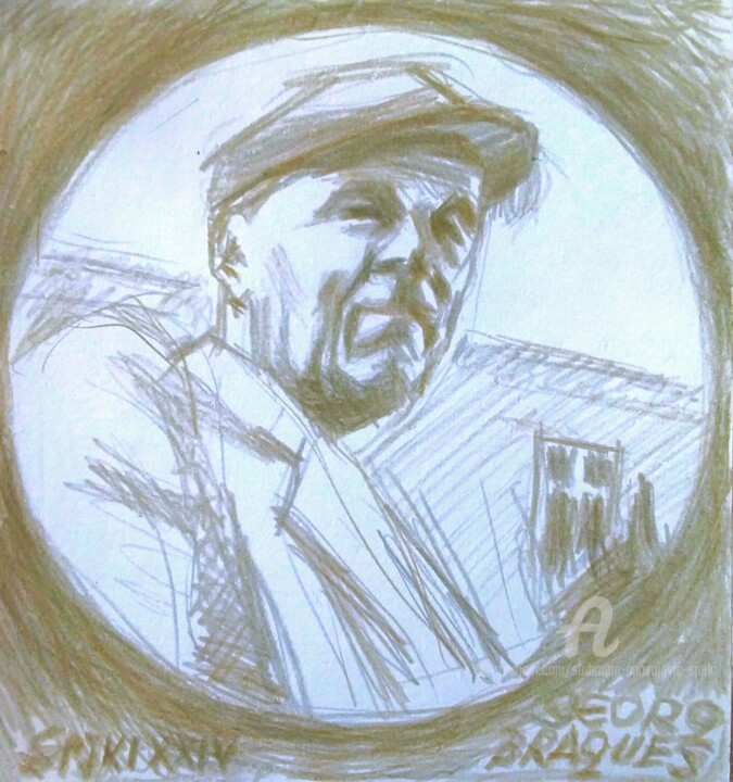 Peinture intitulée "Portrait de Georges…" par Slobodan Spasojevic (Spaki), Œuvre d'art originale, Crayon