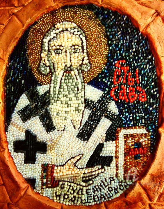 Malerei mit dem Titel "St.Sava" von Slobodan Spasojevic (Spaki), Original-Kunstwerk, Andere