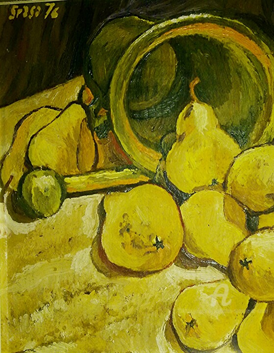 Peinture intitulée "Les poires" par Slobodan Spasojevic (Spaki), Œuvre d'art originale, Huile