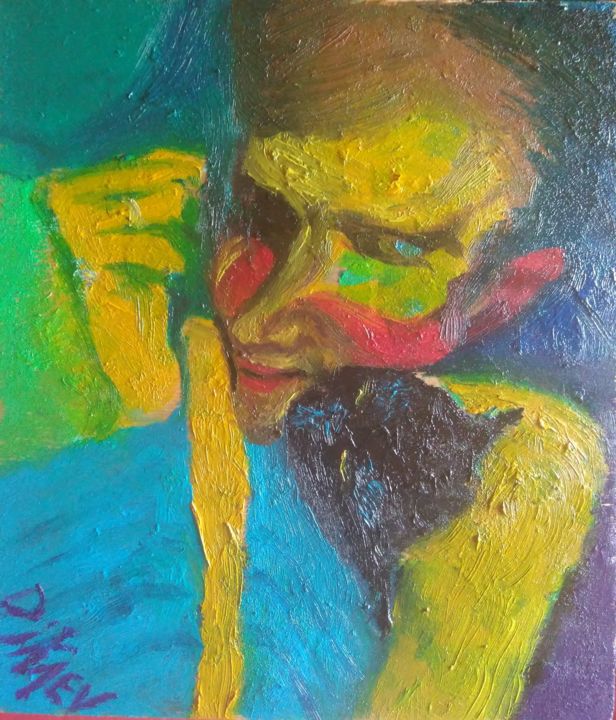 Картина под названием "Happy man sleeping…" - Dannyr Dikaev, Подлинное произведение искусства, Акрил