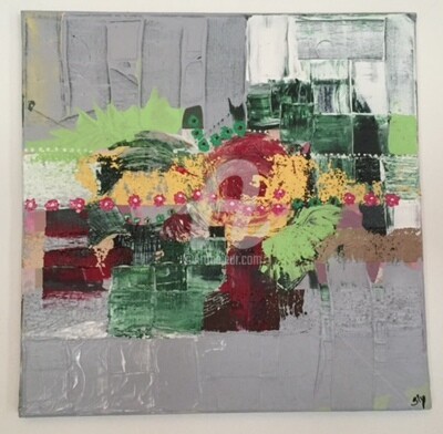 Malerei mit dem Titel "green flowers" von  (Sly), Original-Kunstwerk, Acryl