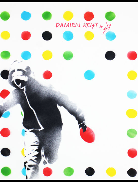 Peinture intitulée "Damien Heist" par Sly Art, Œuvre d'art originale, Bombe aérosol