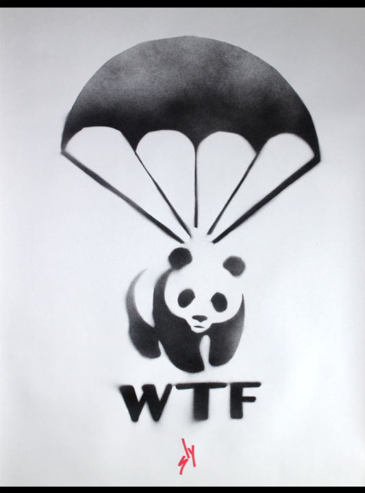 Painting titled "WTF (On paper)" by Sly Art, Original Artwork, Acrylic