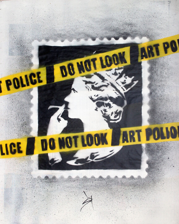 Painting titled "Art Police" by Sly Art, Original Artwork, Spray paint