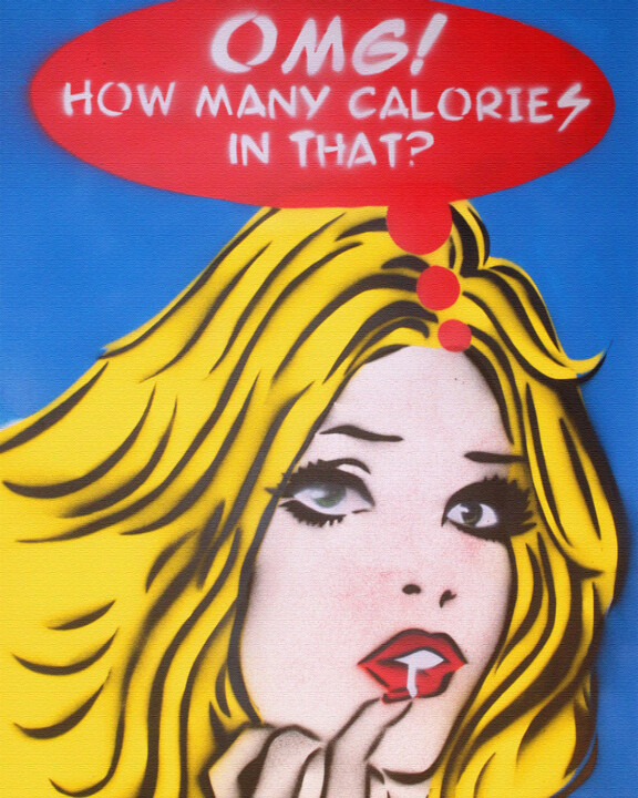 Painting titled "Calories" by Sly Art, Original Artwork, Spray paint